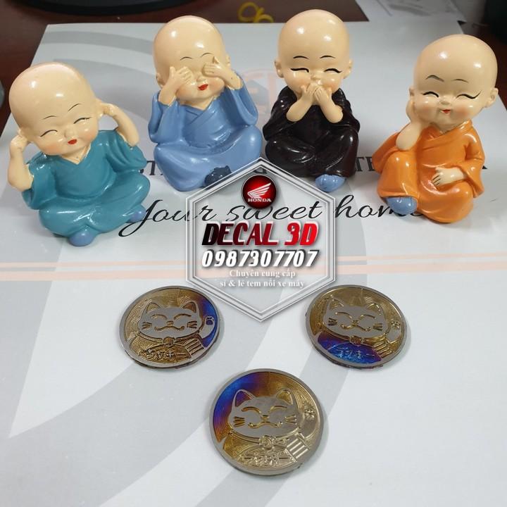 Tem titan mini mèo may mắn trang trí xe máy