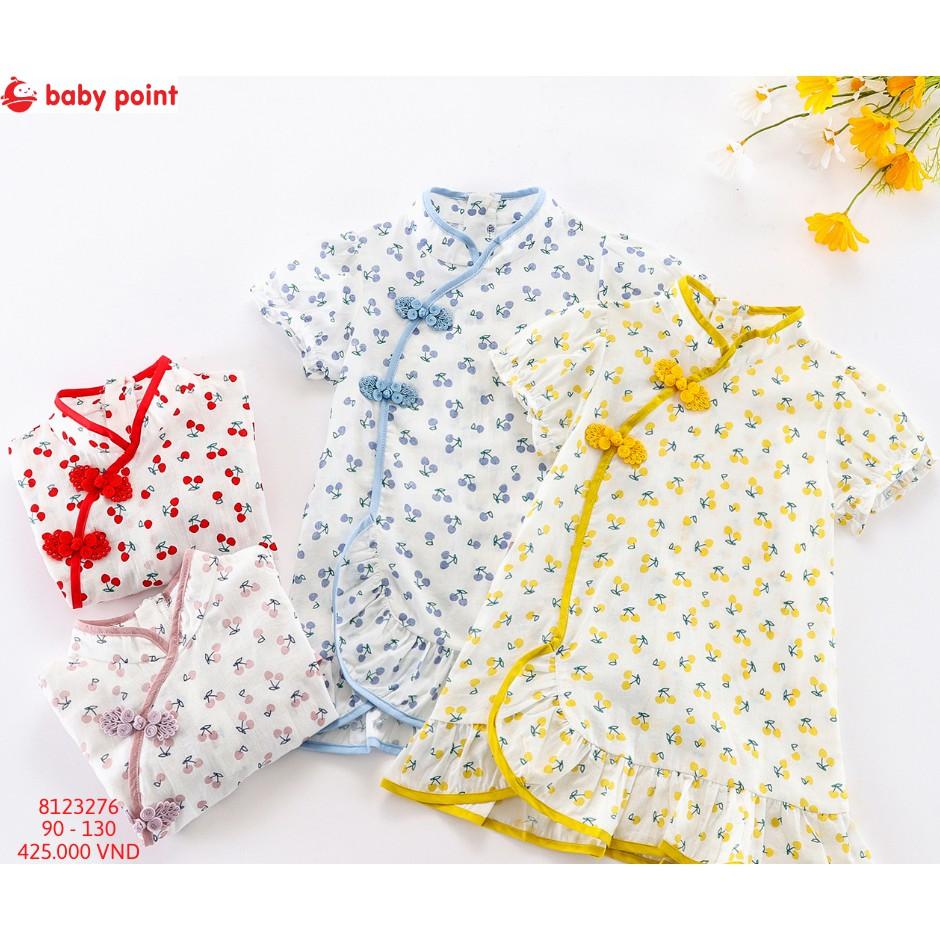 Váy Sườn Sám Cotton Cho Bé Gái Đáng Yêu Từ 2-7 Tuổi