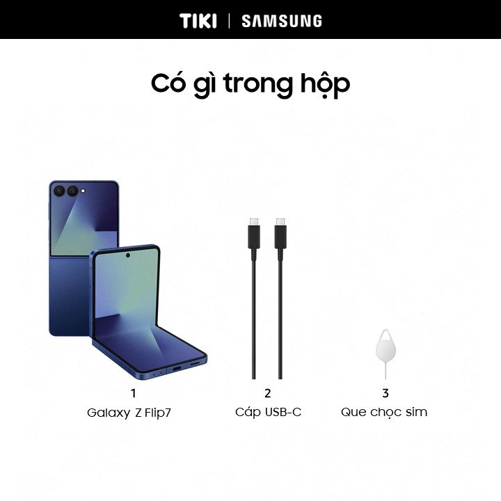 Điện thoại Samsung Galaxy Z Flip7, Điện thoại AI, Màn hình ngoài vô cực 4.1&quot;, Camera selfie 50MP, Mỏng nhất - Hàng Chính Hãng