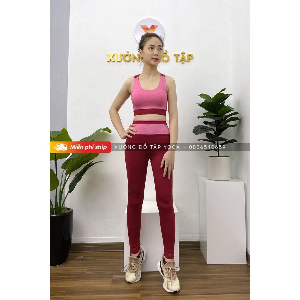 Hàng thiết kế độc lạ - Cam kết ảnh và video thật 100% - SET ĐỒ TẬP - Yoga, Gym, Aerobic - Vàng phối cam lưng đan dây