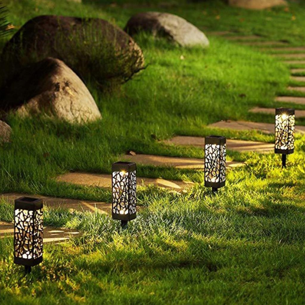 6 Pieces Hollow Solar Lawn Lights Ground Lights Garden Lights