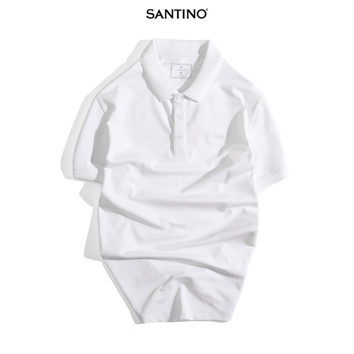 Áo Polo nam trơn SANTINO, Cotton Cá Sấu, kháng khuẩn chống nhăn, chống tia UV - E011