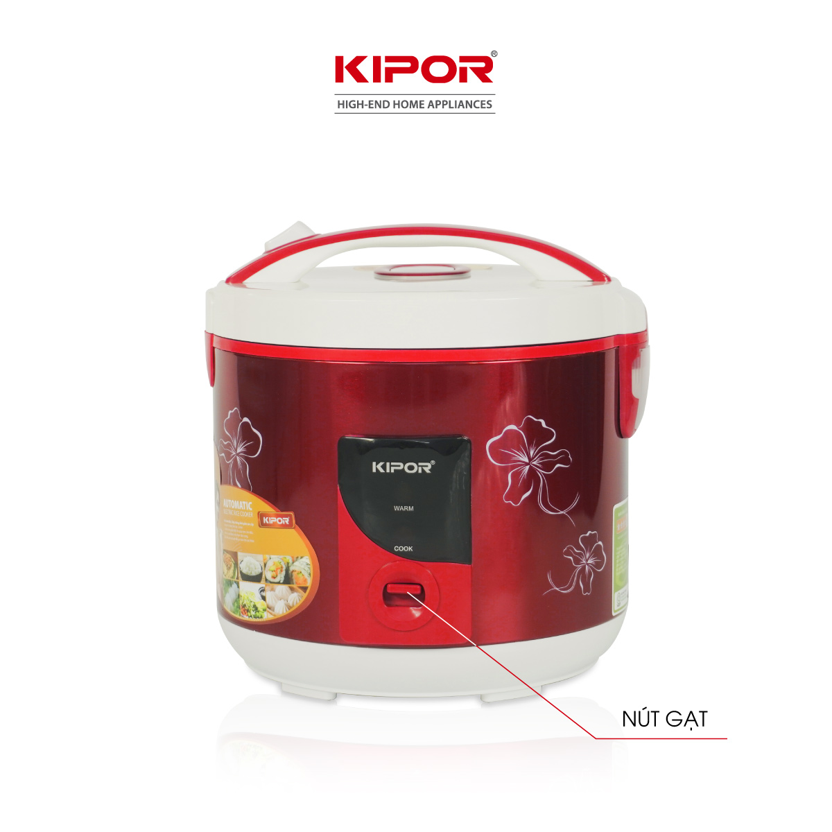 Nồi cơm điện KIPOR KP-25918 - 1.8L - Phủ chống dính HOÀNG KIM, Nồi cơm có tặng kèm vỉ hấp - phù hợp 4-6 người ăn - Hàng chính hãng