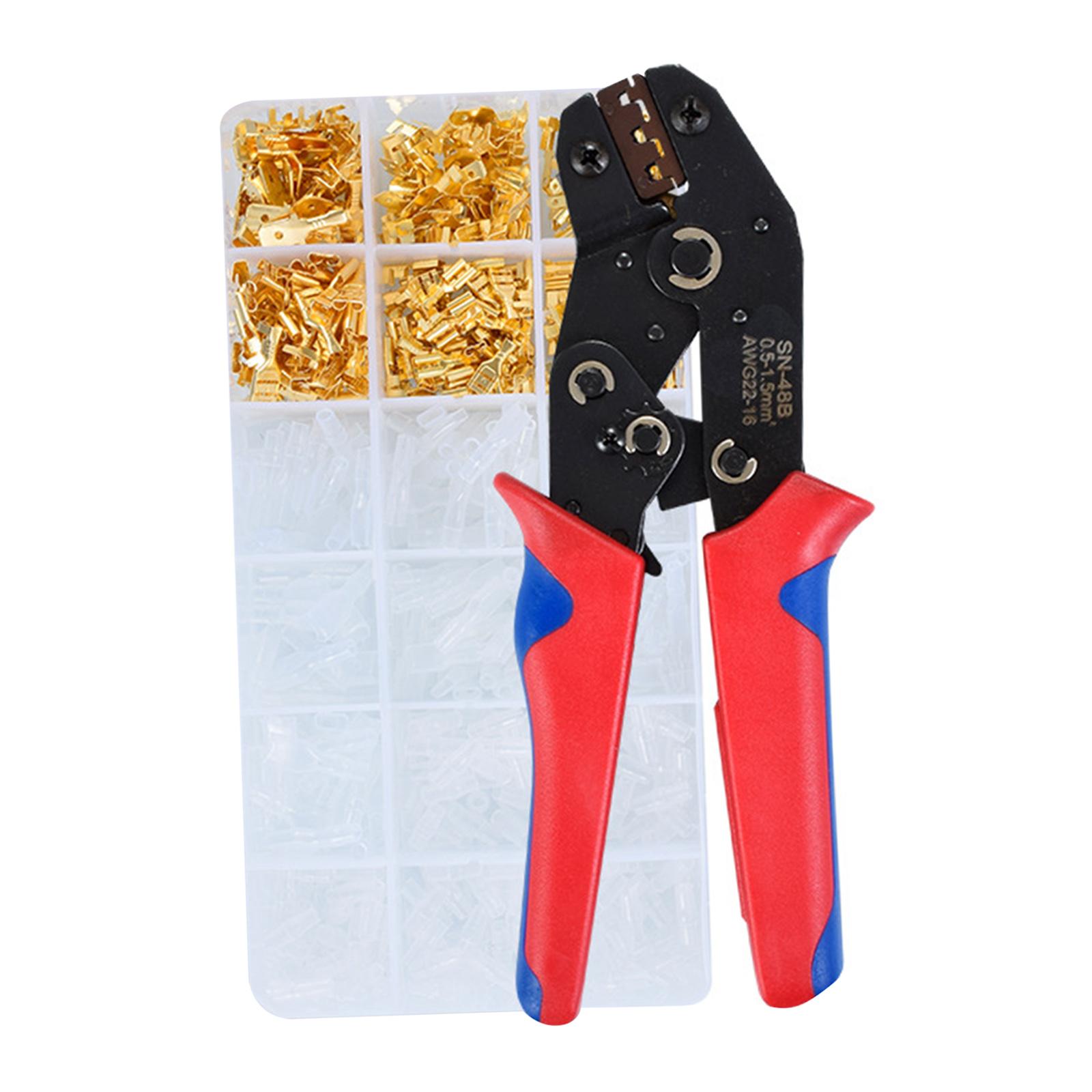 Wire Terminals Crimping Tool Kit, Self-Adjusting Automatic Ratcheting Wire Terminals Crimper Tool AWG20-10  with 600PCS Connectors