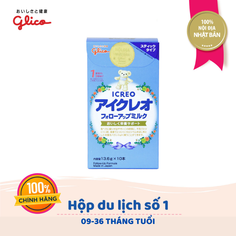 Sữa Glico Icreo Follow Up Milk (Icreo Số 1) - Hộp 10x13,6g/Thanh Tiện Dụng