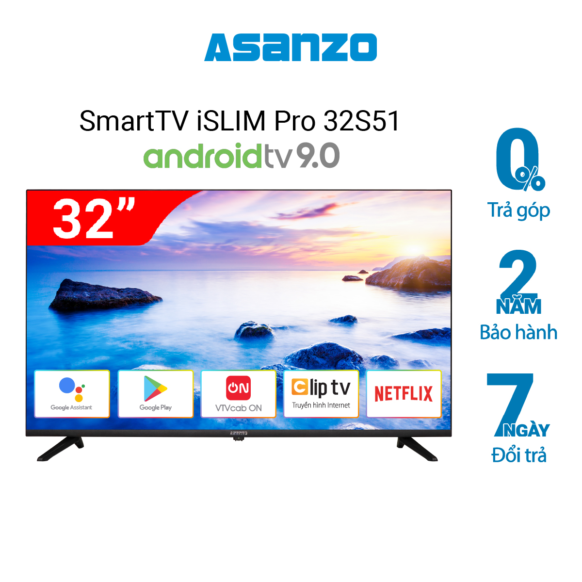 Smart TV Asanzo 32 Inch HD ISLIM PRO 32S51 - Hàng chính hãng