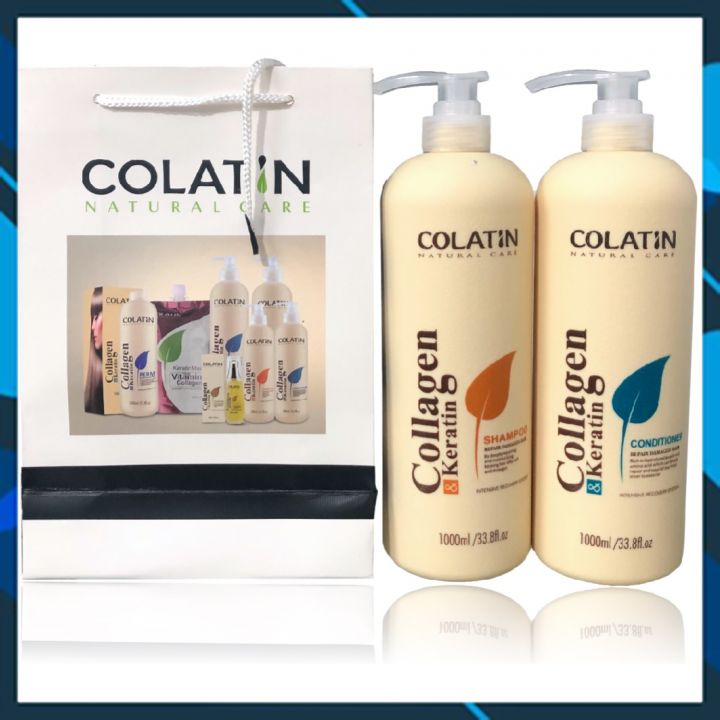 Bộ dầu gội xả dưỡng chất tơ tằm Collagen COLATIN Shampoo & Conditioner 1000ml