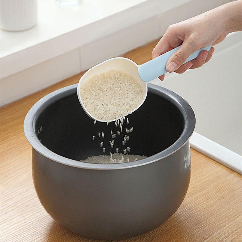 Scoop rice spoon kitchen household rice shovel flour spoon coarse grains with clip spoon large capacity sealing spoon