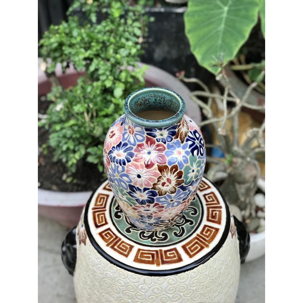 Bình Bách Hoa Gốm Sứ Nam Bộ 27cm