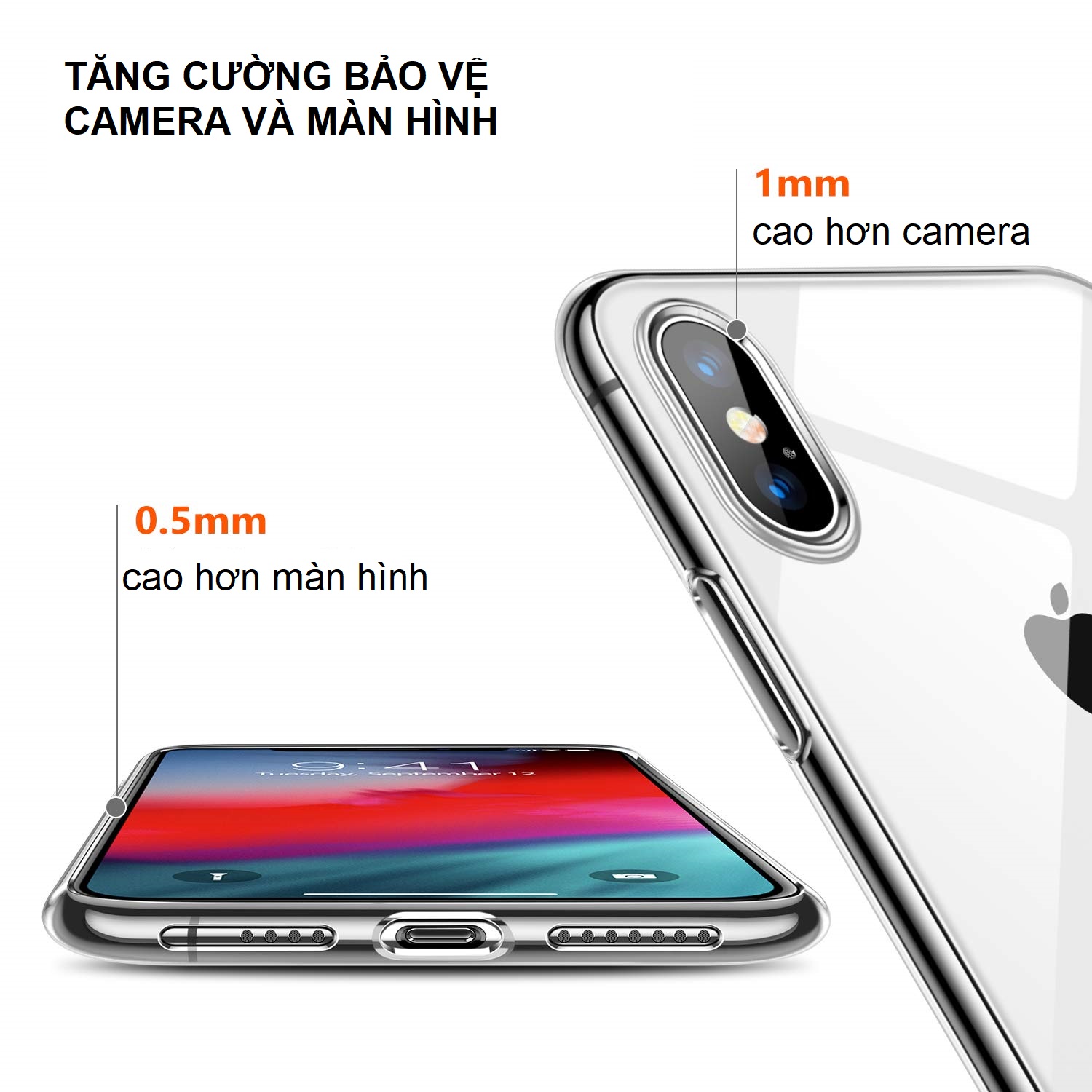 02 Chiếc Ốp Lưng Dẻo Trong Suốt Cho Iphone X / XS . Chống Trày Xước, Chống Bụi Bẩn