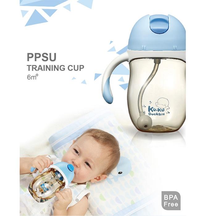 Bình tập uống cho bé ku.ku duckbill nhựa PPSU chống sặc ku5486 200ml