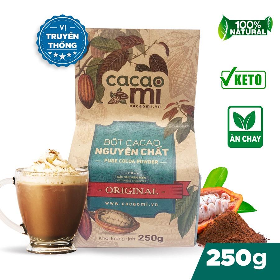 Bột cacao nguyên chất không đường CACAO MI Original giảm cân ăn kiêng Keto Eat Clean, chuyên pha cafe trà sữa