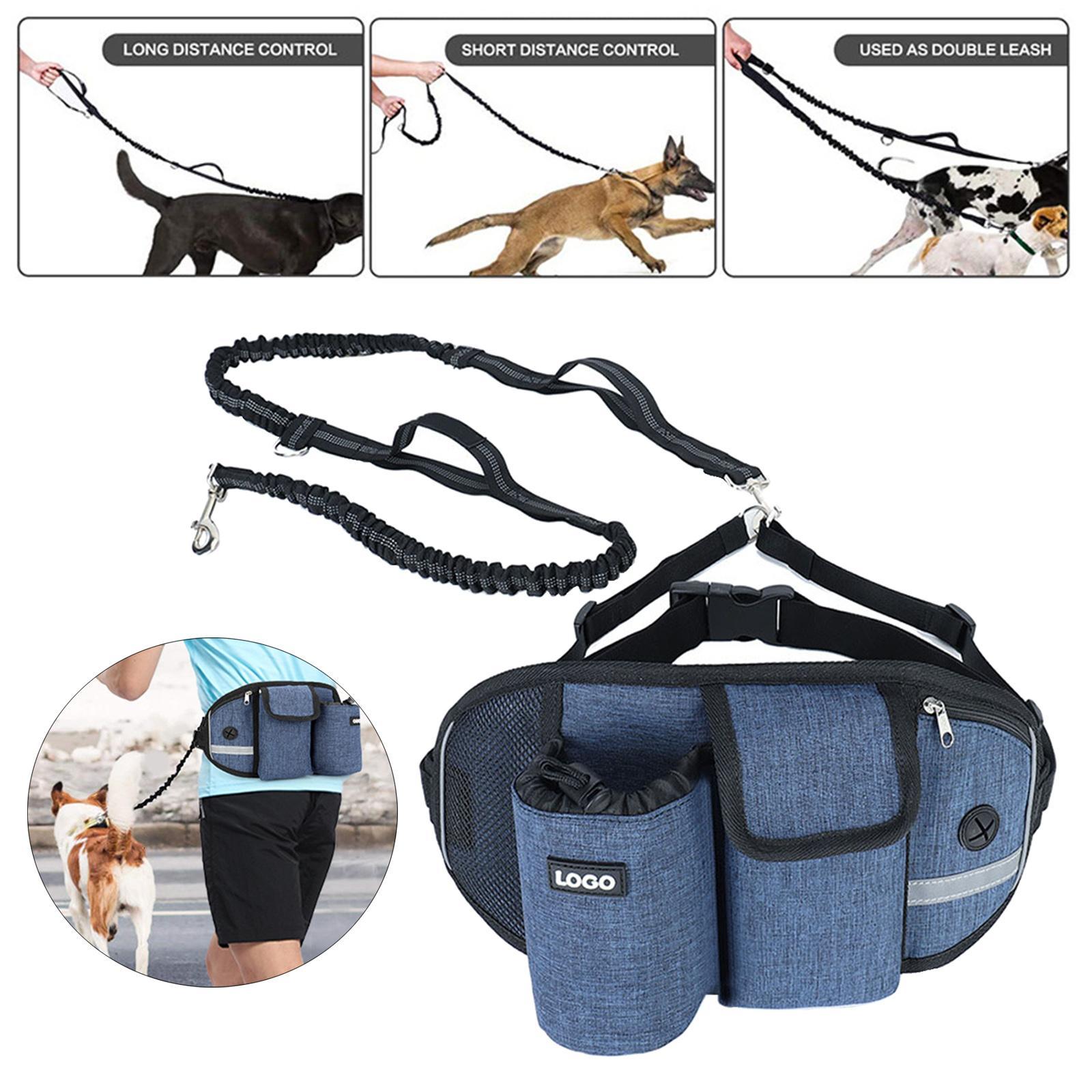 Hands Leash Running Waist Belt Pet Walking Elastic Leashes+Bag
