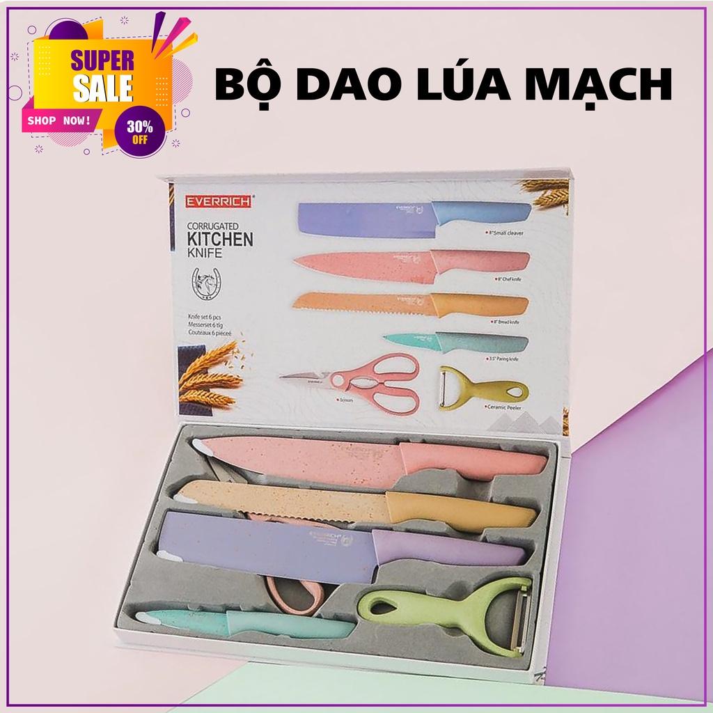 Bộ 6 Dao Lúa Mạch Kháng Khuẩn 6 Món Hộp Đựng Cao Cấp, Dụng Cụ Nhà Bếp tiện lợi
