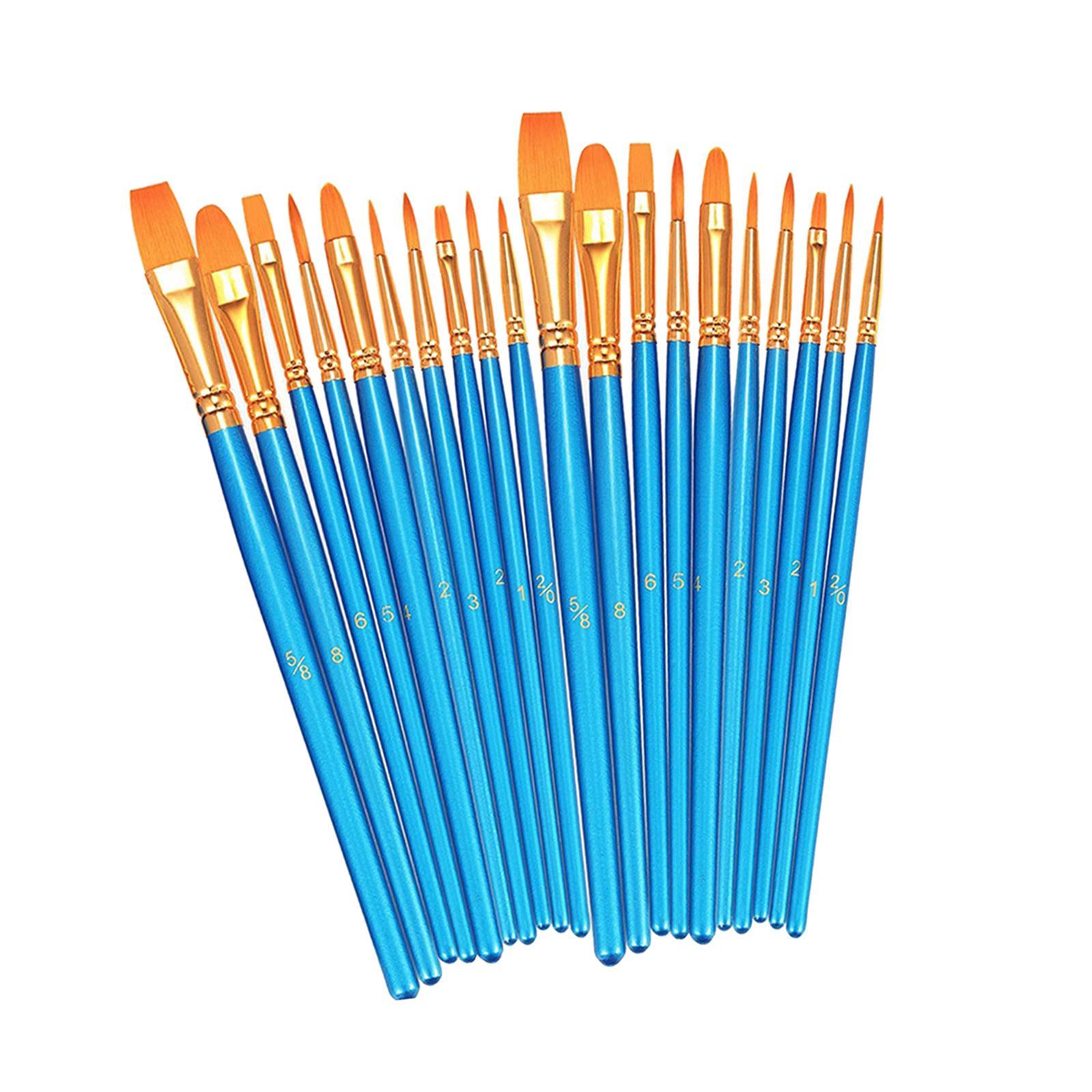 20x Paint Brush Pen Set Paintbrush Portable Professional Nylon Hair Flat Watercolor Oil Painting Brush Pen for Oil Body Face Painting Adults