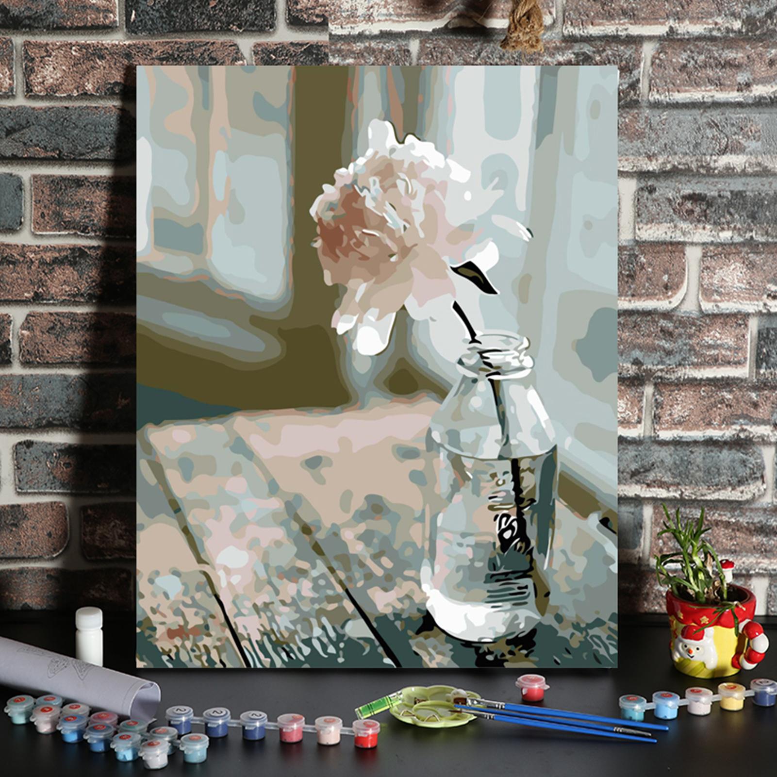 Tranh sơn dầu tự làm 16 x 20 inch có số thứ tự dễ dàng vẽ và sơn, mẫu in hoa