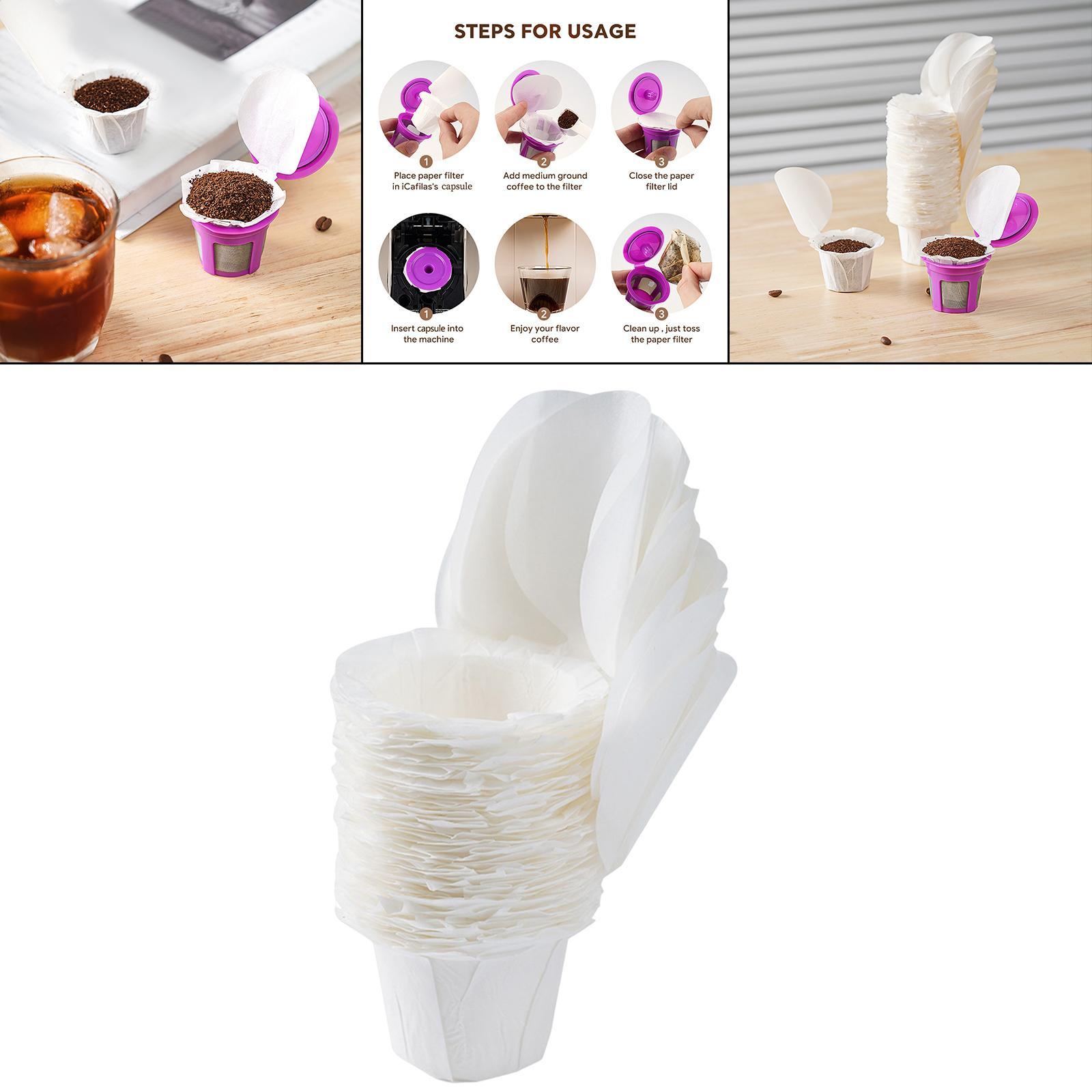 50Pcs Coffee Filters with Lid Coffee Pod Liner Paper Coffee Machine Filters for 1.0 & 2.0 Coffee Maker Part