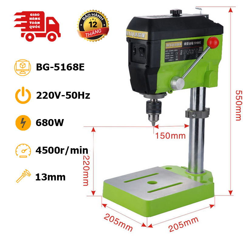 Máy khoan bàn mini 680W BG-5168E - Chính xác tuyệt đối