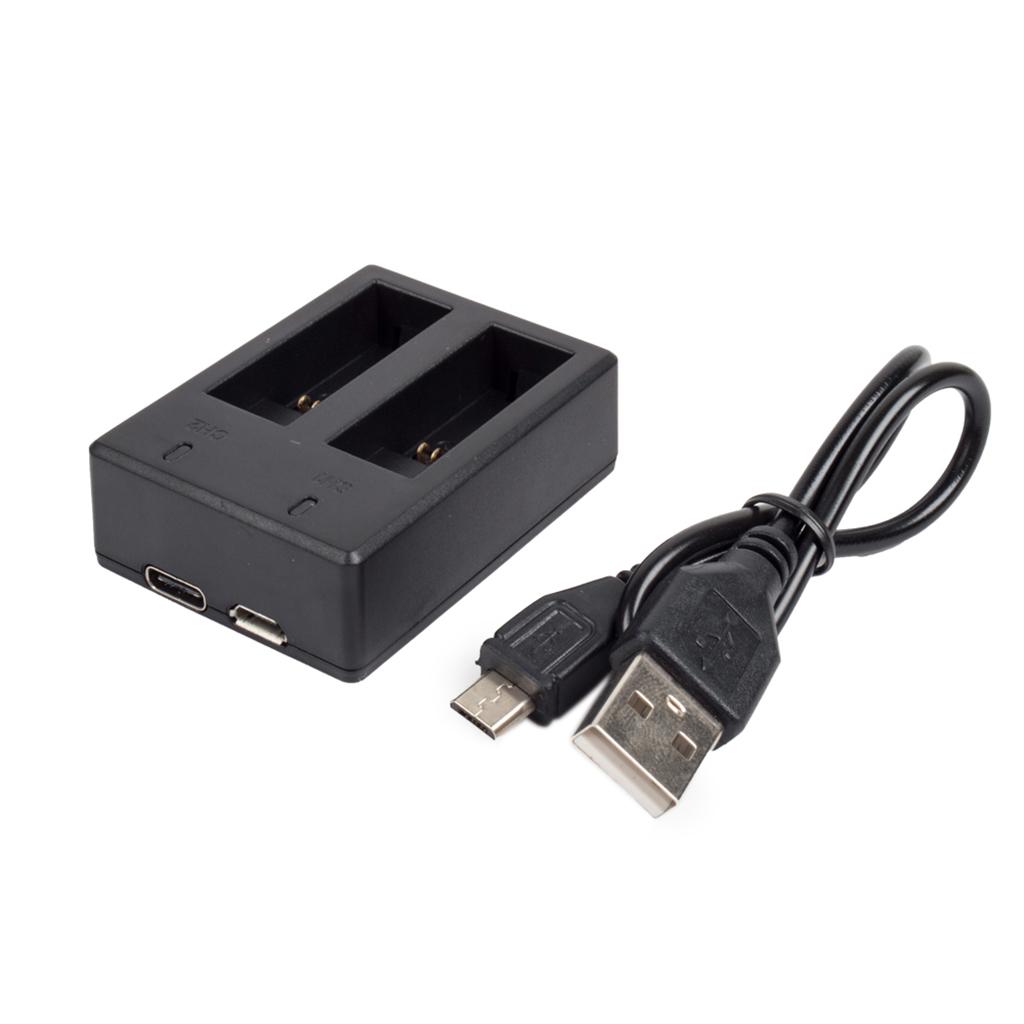 Dual Battery Charger with Micro USB Type C Cable 2 Channel for Hero5