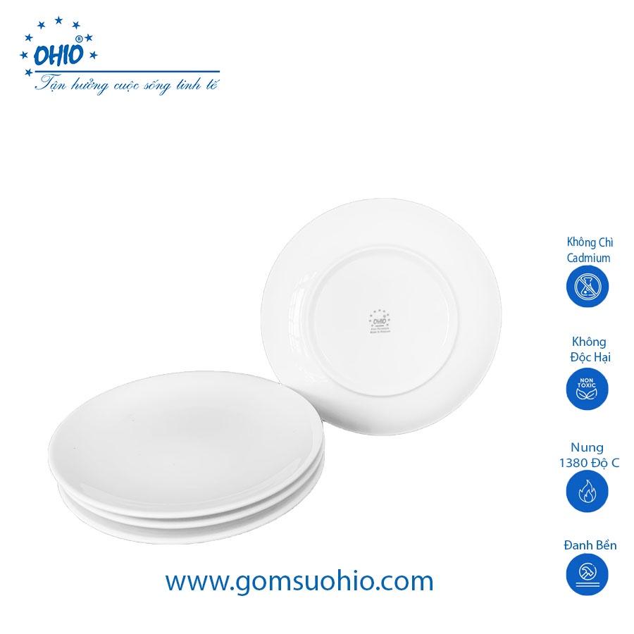 Đĩa Nông Ảo 18cm Sứ Trắng OHIO