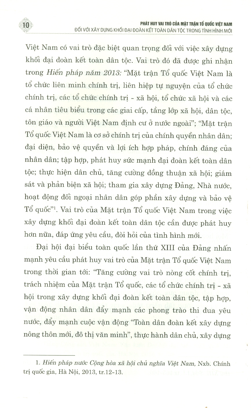 Phát Huy Vai Trò Của Mặt Trận Tổ Quốc Việt Nam Đối Với Xây Dựng Khối Đại Đoàn Kết Toàn Dân Tộc Trong Tình Hình Mới