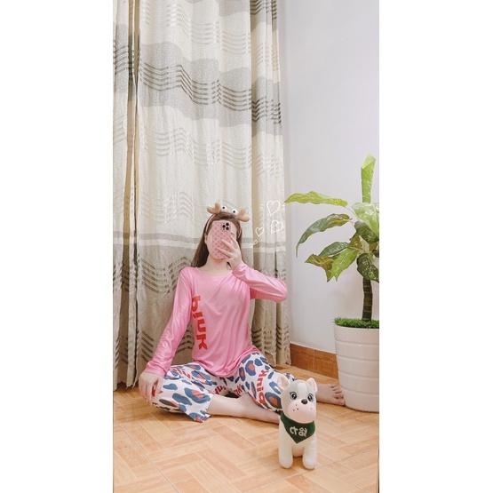 Đồ mặc nhà nữ tay dài quần dài dễ thương,chất liệu thun lạnh mỏng mát dễ thương thích hợp mặc nhà Đồ bộ nữ, đồ bộ đồ mặc nhà, quần áo nữ bộ lửng cotton hình dễ thương DN02