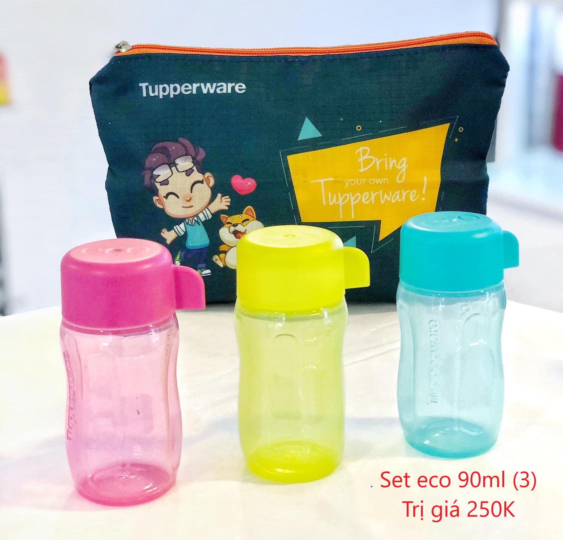 Bình Nước Eco Bottle Mini 90ml Tupperware, Bình Nhỏ Trữ Sữa, Nhựa Nguyên Sinh An Toàn