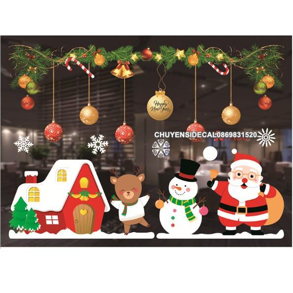 Decal Trang Trí Noel Hai Mặt Hít Tĩnh Điện Không Dơ Kính- Rèm Châu Hiện Đại ống vàng