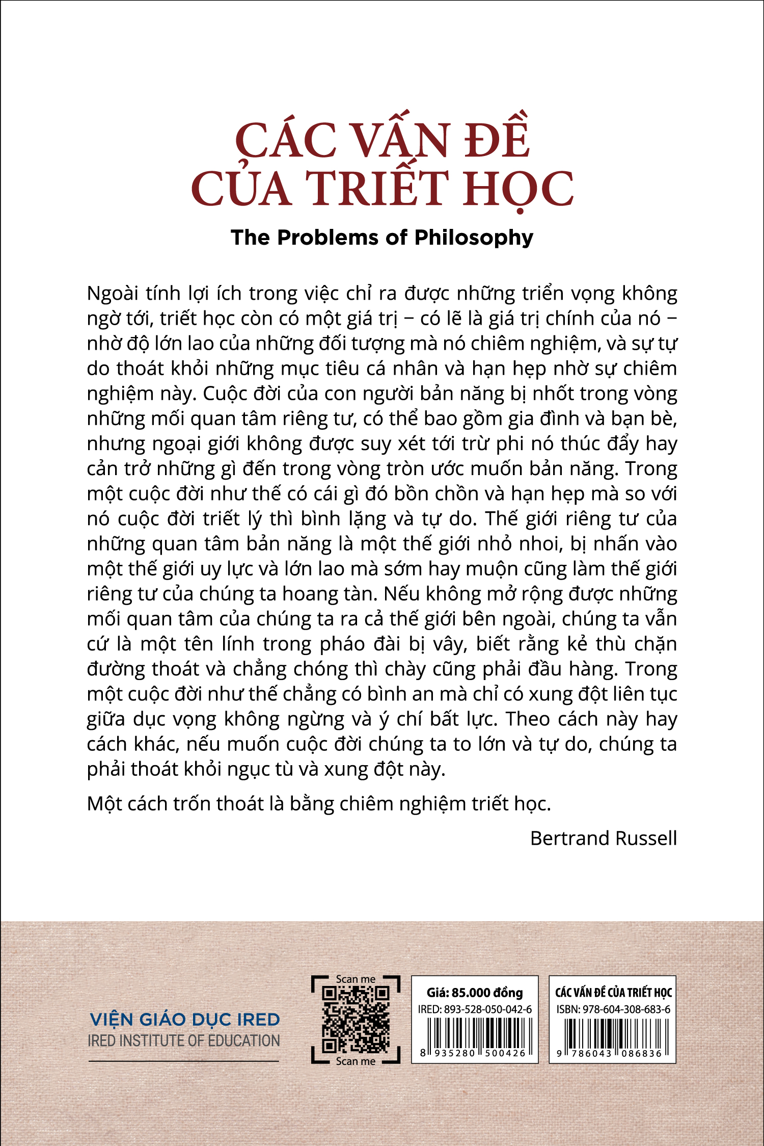 CÁC VẤN ĐỀ CỦA TRIẾT HỌC (The Problems Of Philosophy) - Bertrand Russell - Huỳnh Duy Thanh dịch - Tái bản - (bìa mềm)