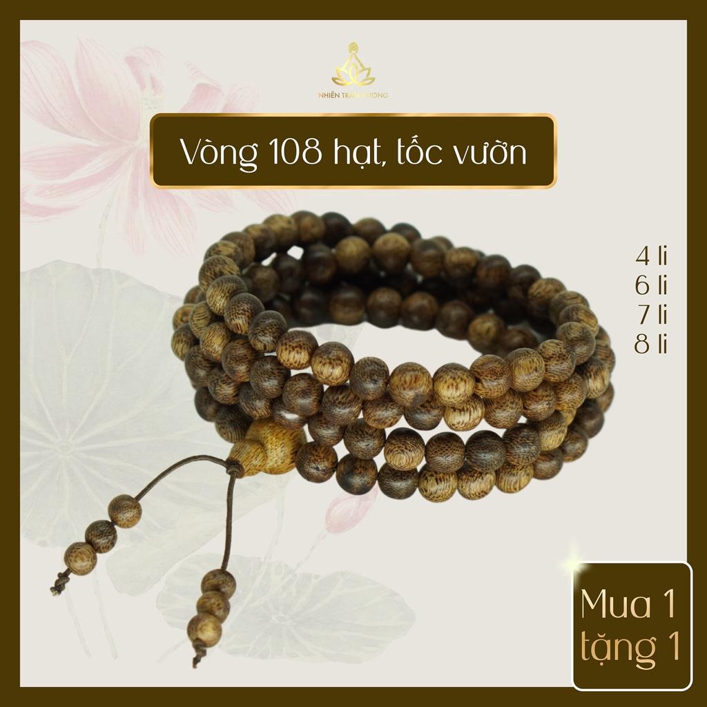 Vòng đeo tay trầm hương 108 hạt tốc vườn 6 li, 7 li, 8 li - Tặng 10 Nụ trầm xông nhà - Nhiên Trầm Hương