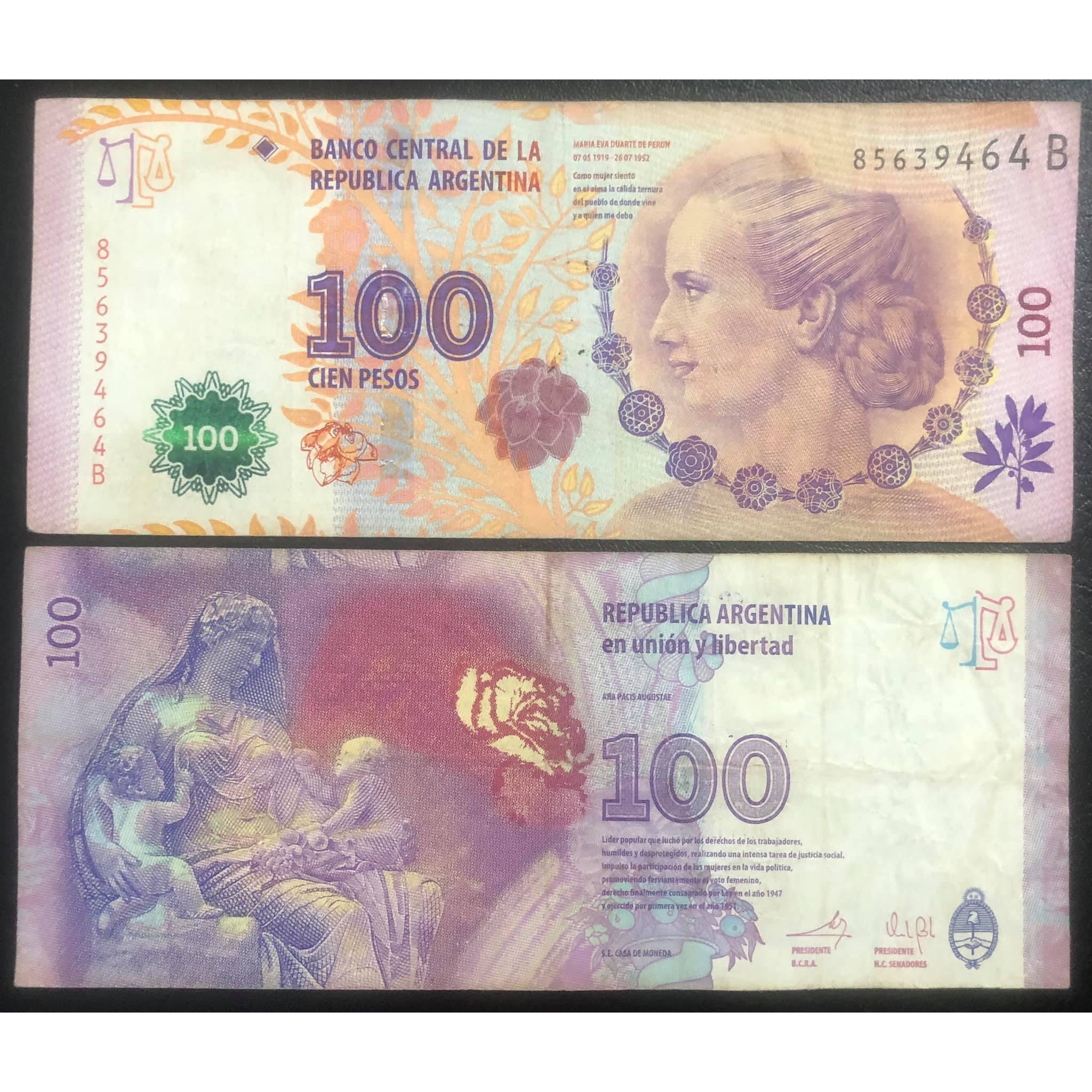 Tiền Argentina 100 pesos kỷ niệm 60 năm ngày mất của bà EVA PERÓN