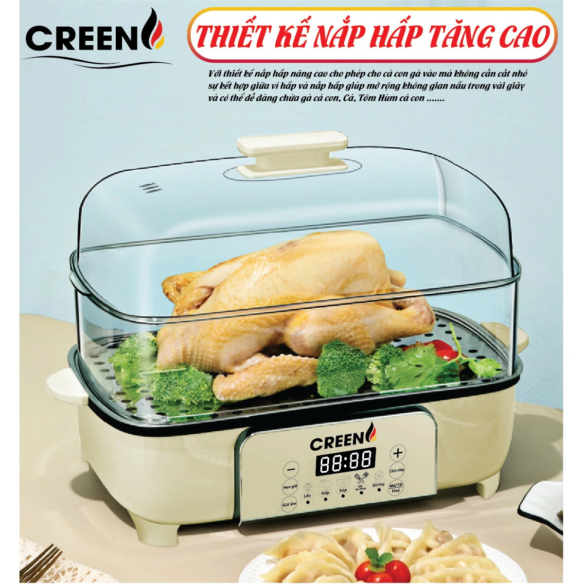 NỒI HẤP ĐA NĂNG CREEN CR-135 PLUS Hàng chính hãng