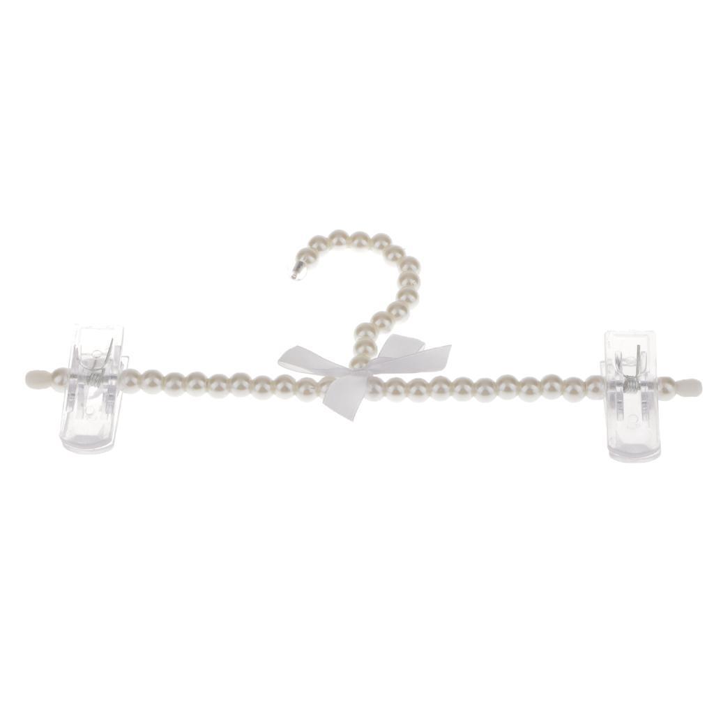 10x White ABS Pearl Adult Kids Clip Hanger Clothes Coat Trouser Skirt Holder