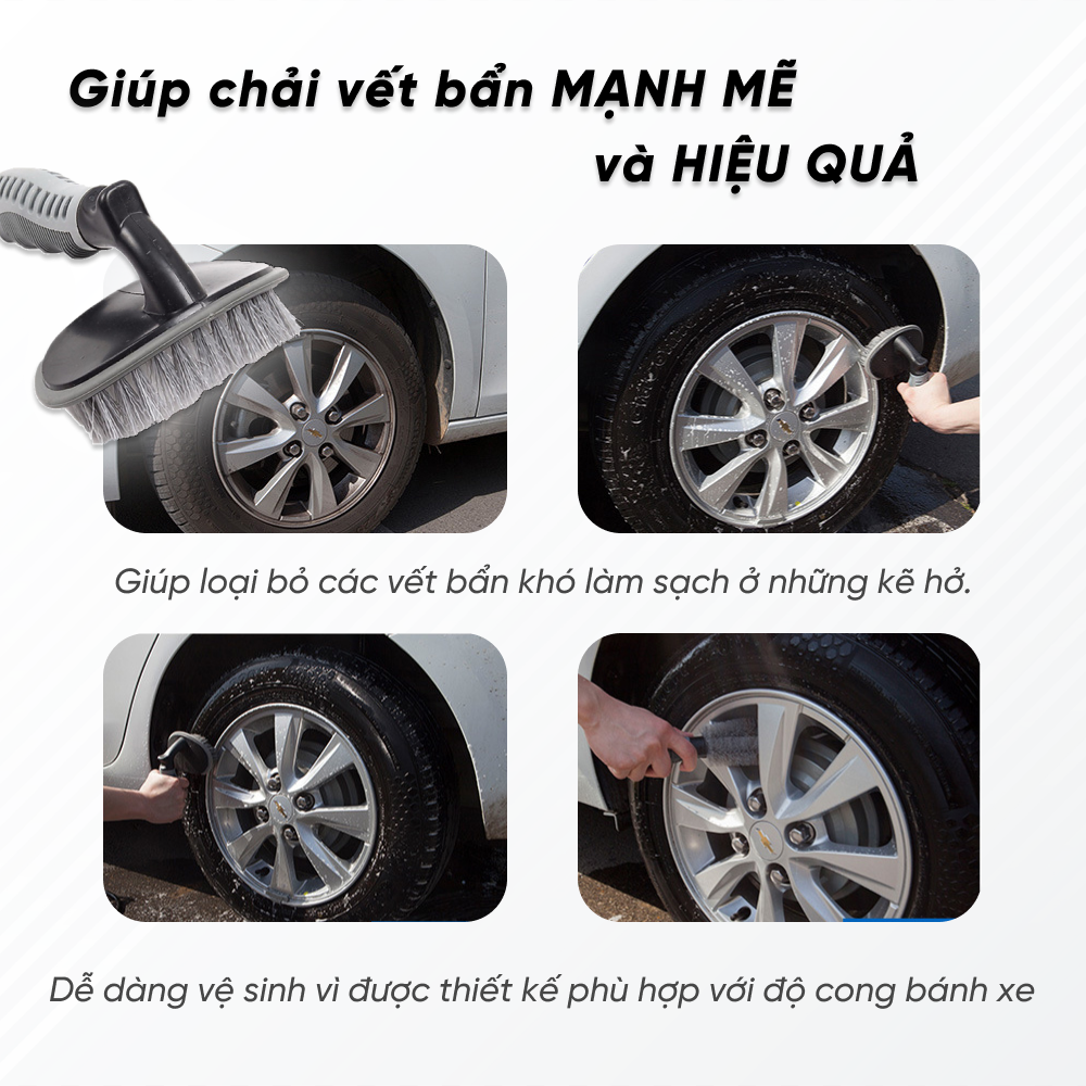 Chổi Cọ Rửa Vành Lốp Xe Ô Tô, Xe Máy | Chổi Cọ Rửa Bánh Xe Ô Tô Chuyên Dụng Chà Sạch Mọi Vết Bẩn Cứng Đầu Trên Vành, Lốp Xe