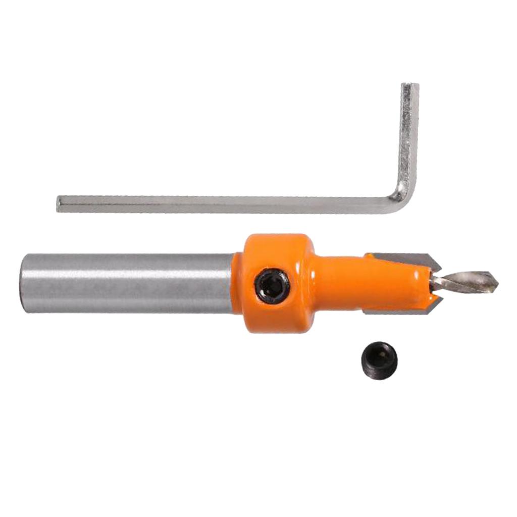 2Pcs Countersink Drill Bits - 8mm Shank Woodworking Chamfer Counter Bit with Key