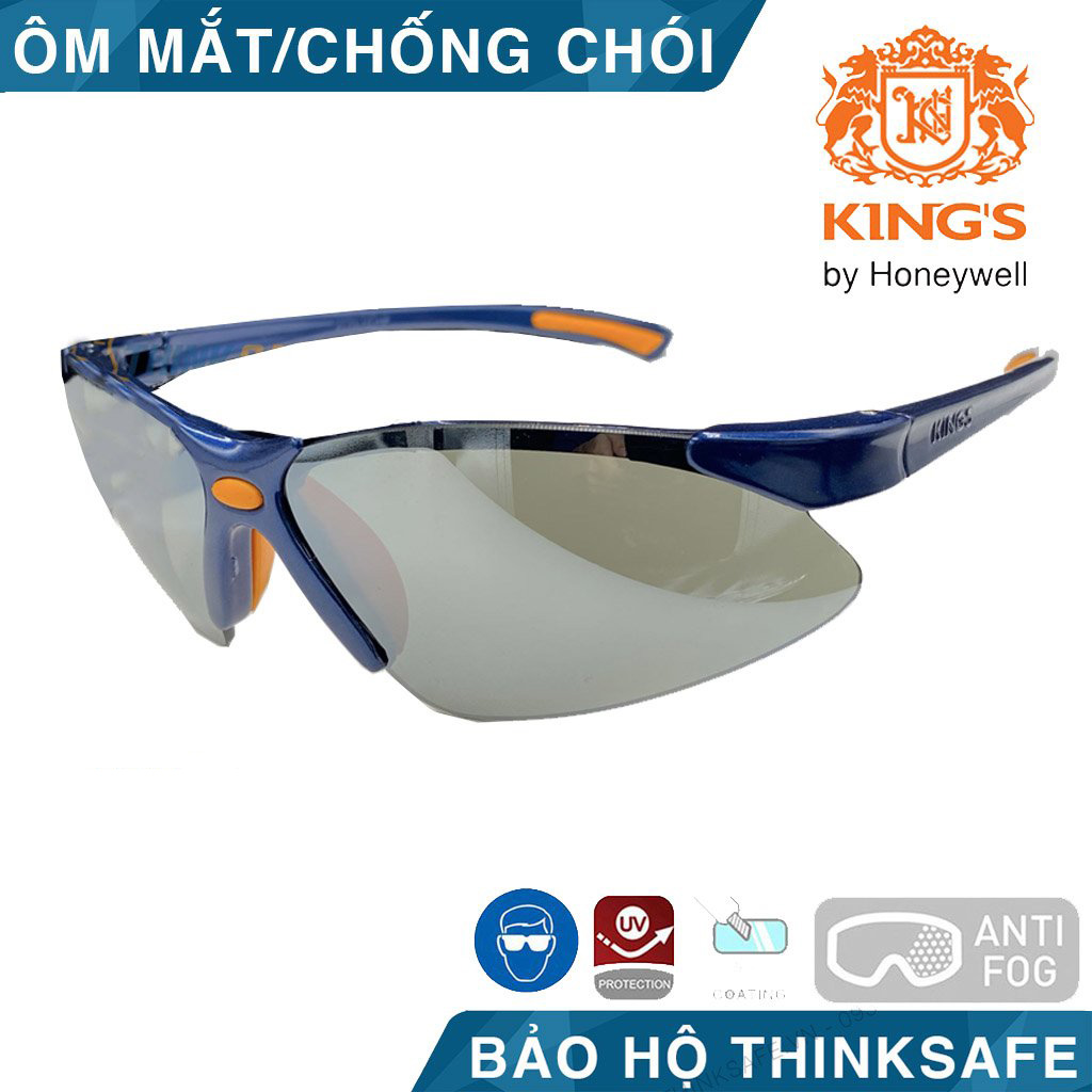 Kính bảo hộ King's KY314B kính chống bụi, chống trầy xước, chống đọng hơi sương, chống tia cựa tím (đen tráng bạc)