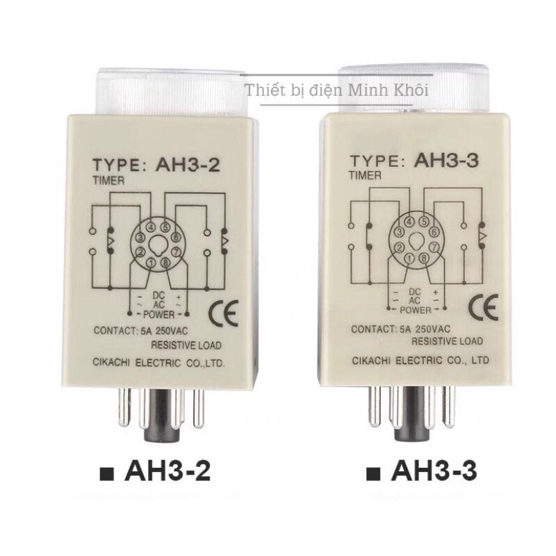 Rơ le thời gian 220v CKC AH3-3 220V kèm đế, relay thời gian điện tử,timer ckc, rơ le thời gian, rơ le hẹn giờ, timer