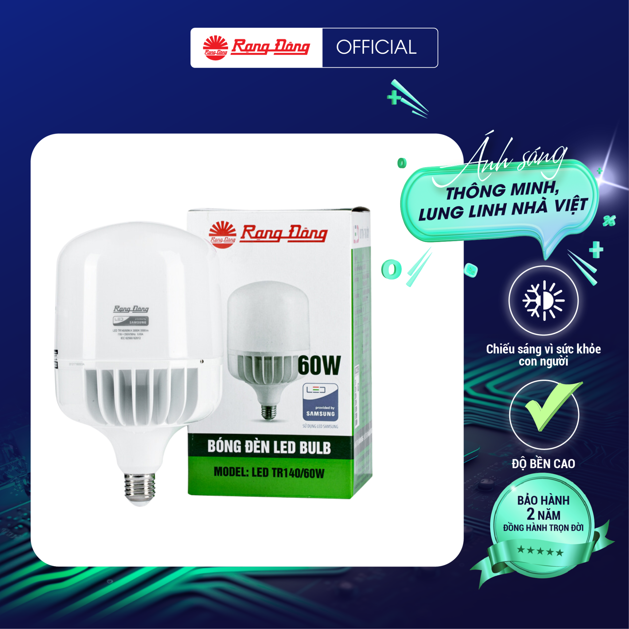Bóng Đèn Led Bulb Rạng Đông Model Tr140 60W Ss Trắng