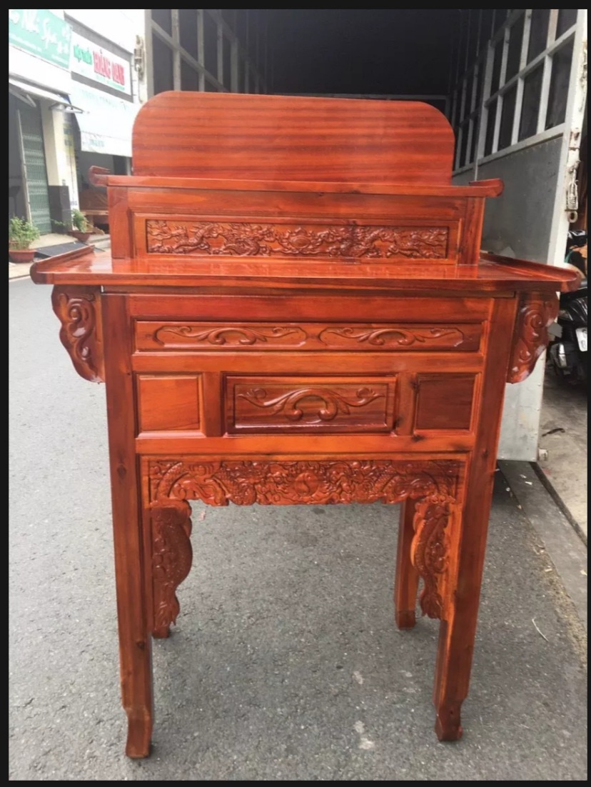 Bàn Thờ Bàn Cúng-Bàn phật-Bàn gia tiên 107cm Gỗ Tràm Bông Vàng