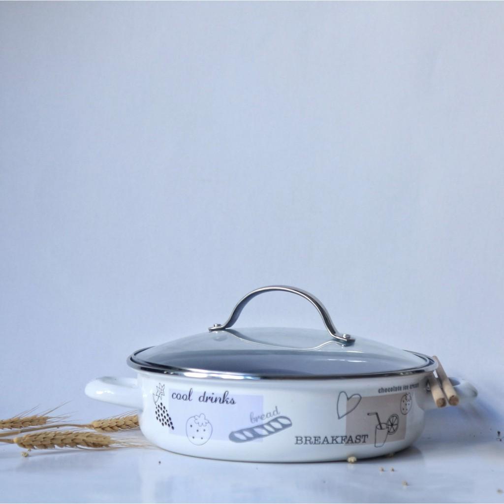 Nồi thép tráng men nhập khẩu cao cấp 24cm, màu sắc trang nhã, hiện đại