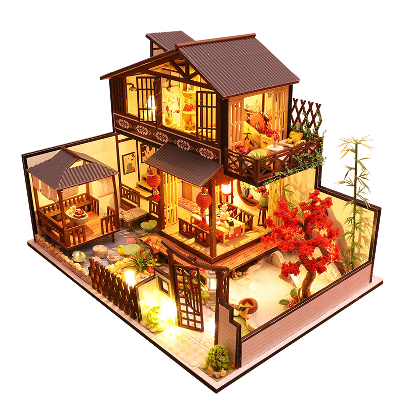 Mô hình nhà DIY Doll House Japanese Forest Valley Kèm Mica Chống bụi