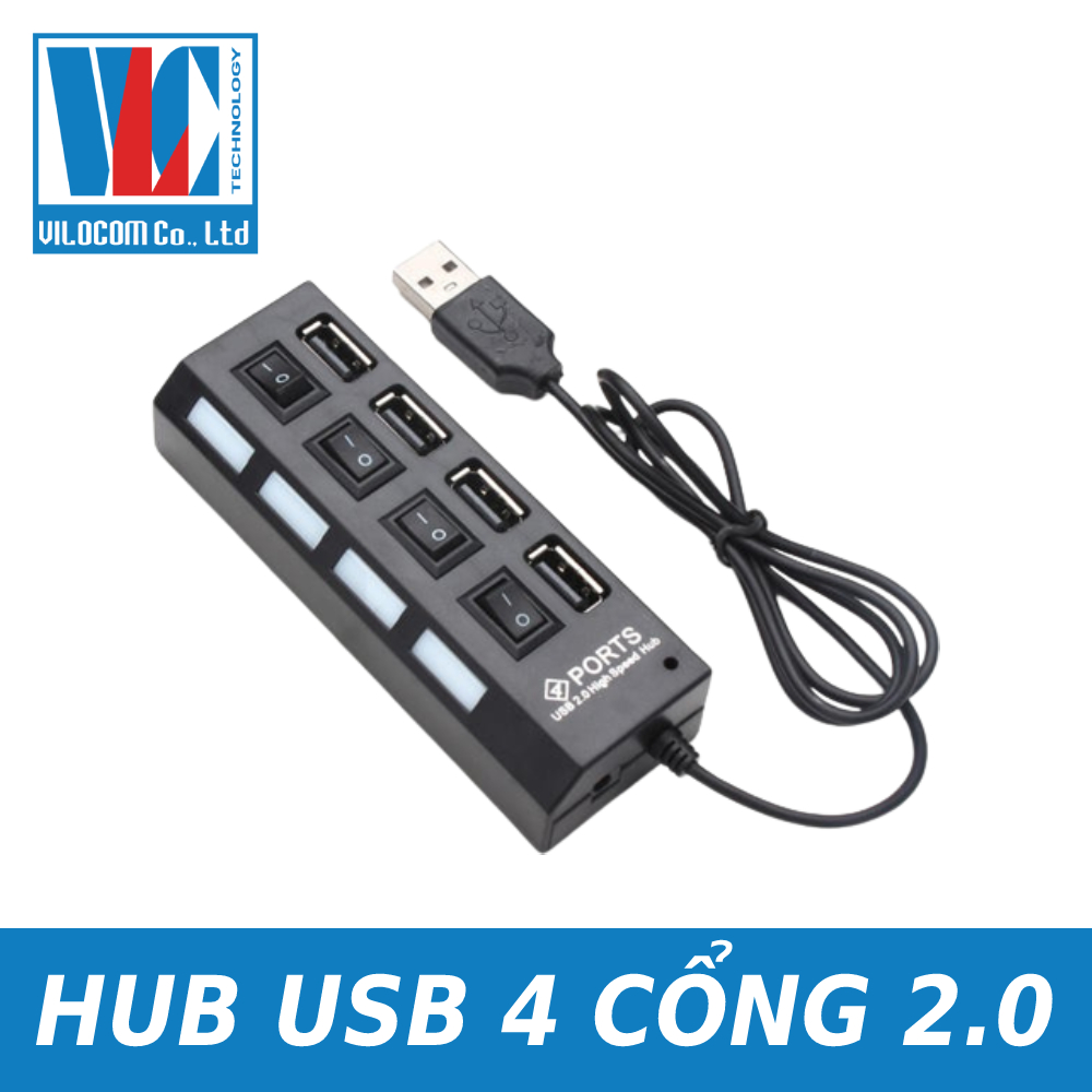 Hub USB 1 ra 4 cổng có công tắc chuẩn 2.0