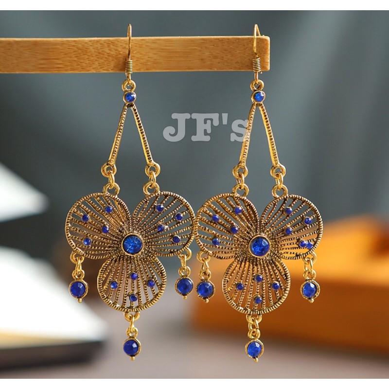 16H09 Hoa tai nữ kiểu thả phong cách bohemian, bông tai thời trang nữ JF's
