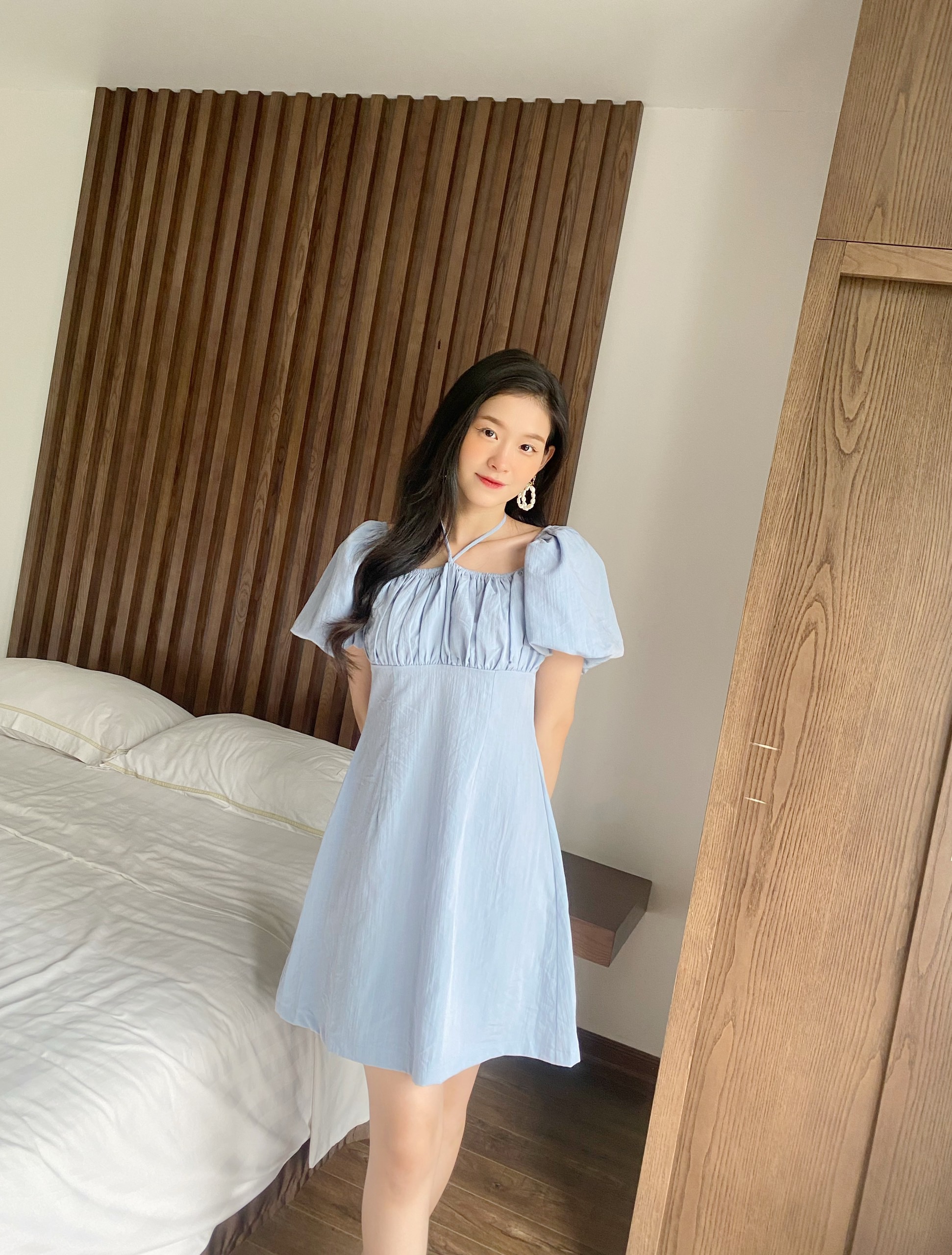 YU CHERRY | Đầm tay phồng nữ cột dây mặc được hai kiểu Suri Square Neck Dress YD166