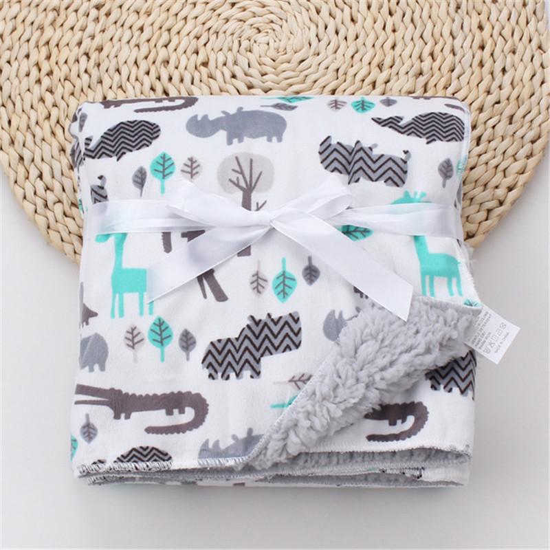 Mềm Mại Cho Bé Chăn Làm Dày 2 Lớp Nỉ Mặc Trẻ Sơ Sinh Đầm Quấn Cho Bé Sơ Sinh Giường Cũi Xe Đẩy Chăn