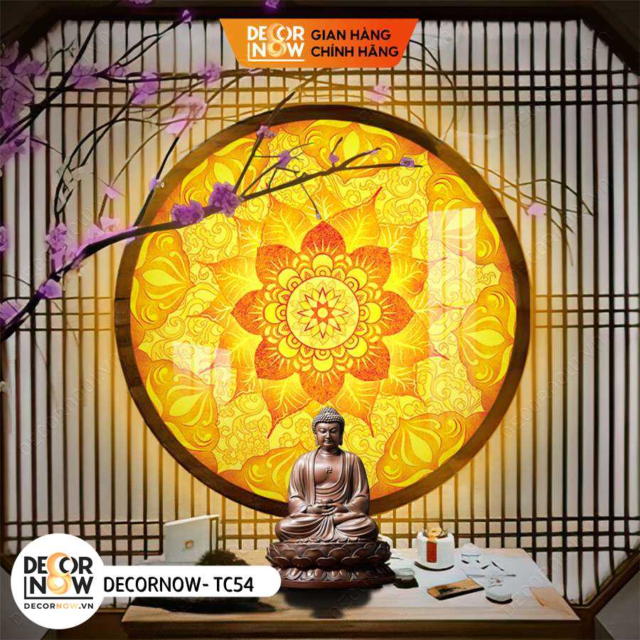 Đèn Hào Quang Phật In Tranh Trúc Chỉ DECORNOW 30,40 cm, Trang Trí Ban Thờ, Hào Quang Trúc Chỉ MANDALA DCN-TC54