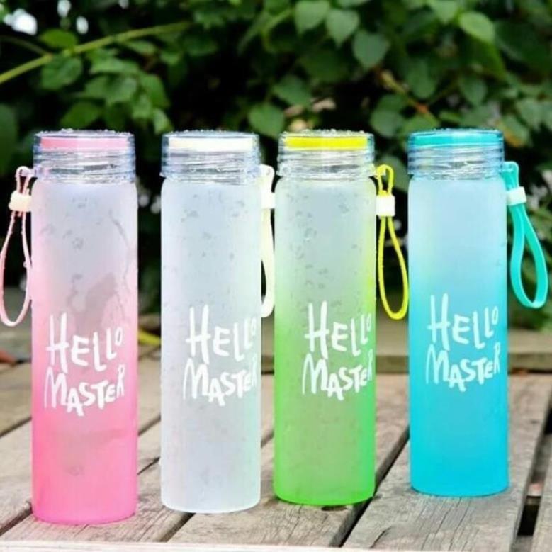 Combo 10 bình thủy tinh đựng nước Hello Master có quai xách