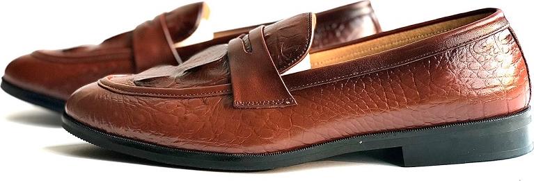 Giày nam ba bò cao cấp thiết kế dập vân cá sấu - MN01