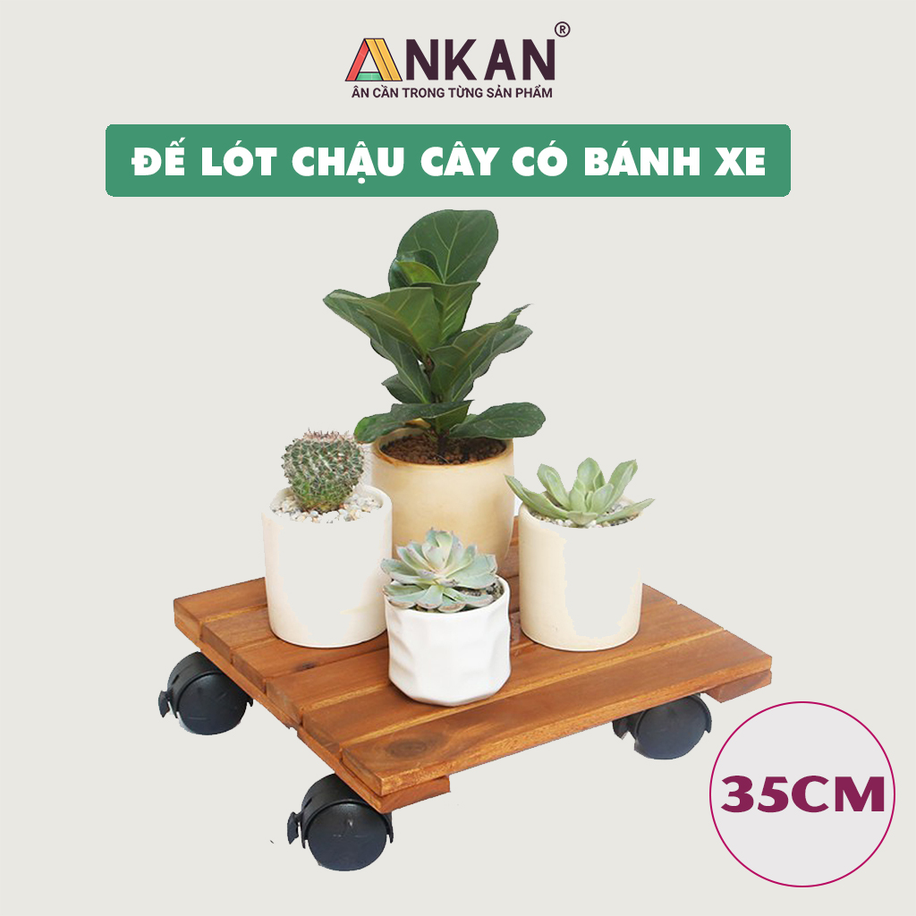 Đôn Chậu Cây Cảnh Có Bánh Xe Cỡ Lớn 35Cm Thích Hợp Đặt Chậu Cây Trong Nhà Thuận Tiện Di Chuyển Màu Vàng