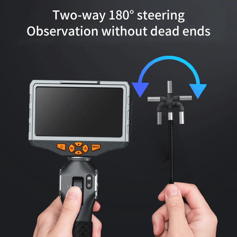 TD50 Máy nội soi công nghiệp 360° tay lái thông minh màn hình ips 5 inch độ nét cao sửa chữa ô tô đầu phát hiện đường ống động cơ